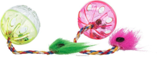 Míček chrastící s ocáskem 4 cm (2 ks)